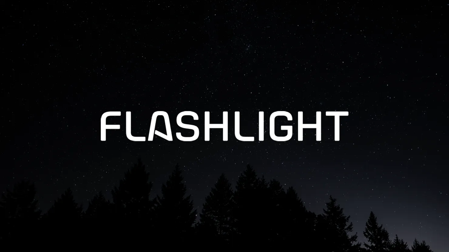 A Flashlight logo with a backdrop of the night.