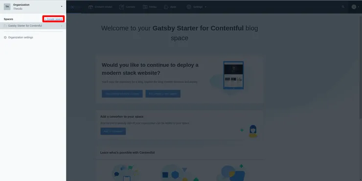 Create a new project in Contentful step 2/2