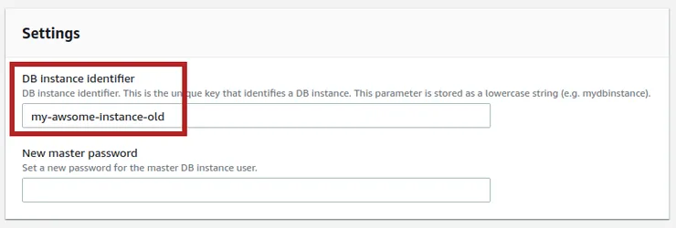 Create new RDS database