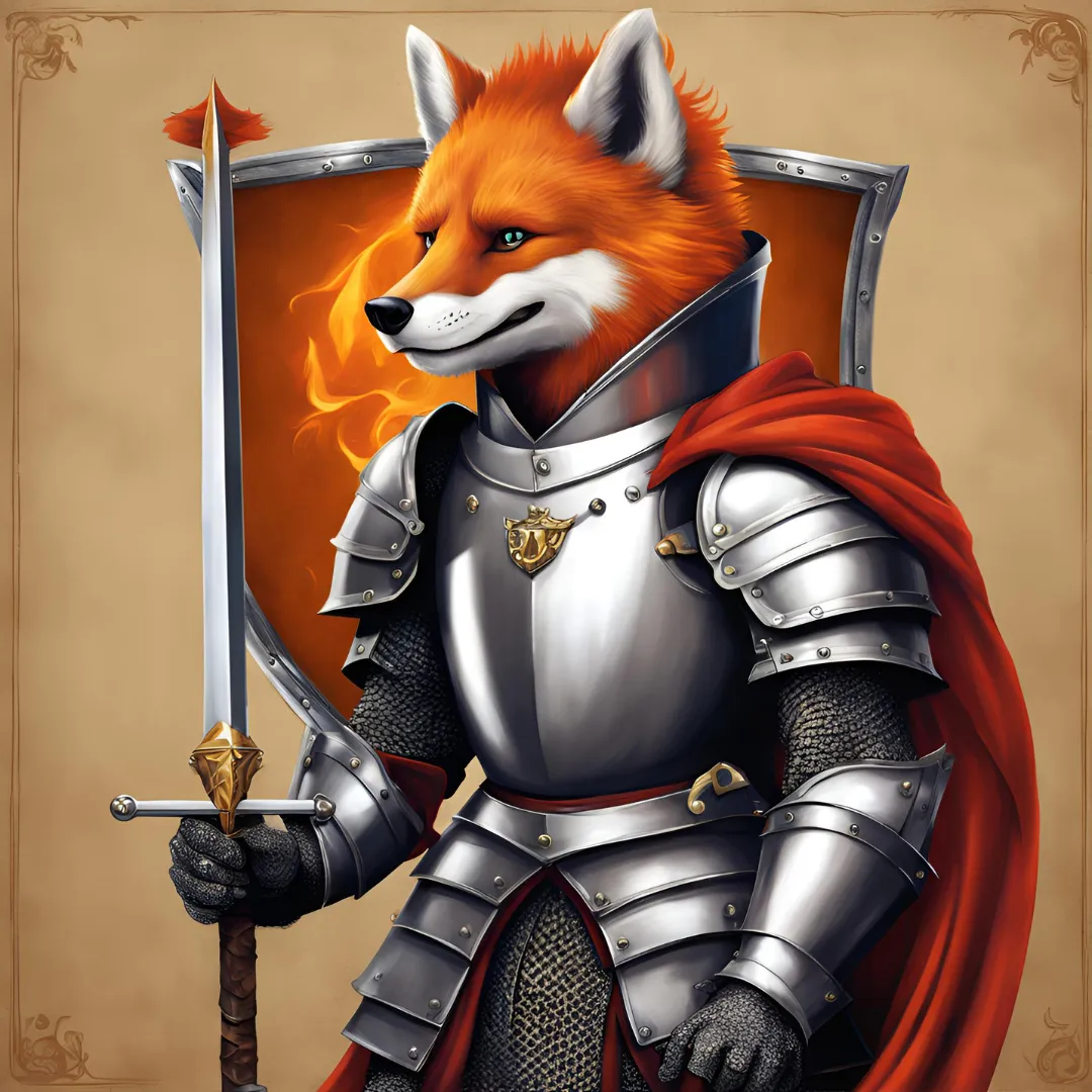 Firefox browser as a knight in armor.
