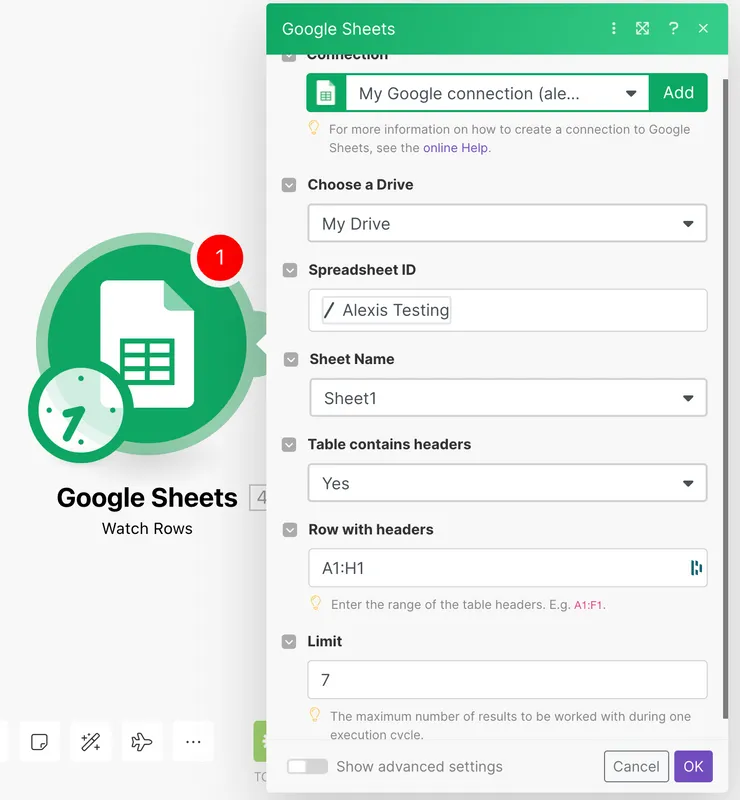 Google Sheets Module