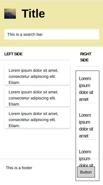 User interface with flexbox on a standard mobile