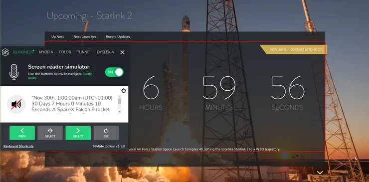 SpaceX Stats is unreadable with a screen reader
