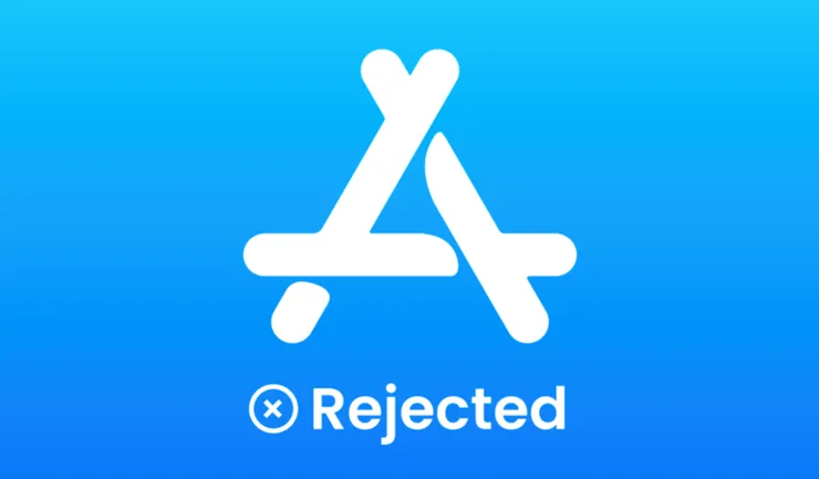 An app store icon with text saying Rejected