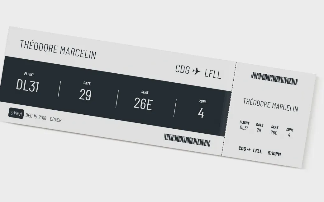 A ticket generated by WeasyPrint