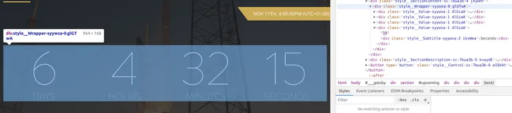 A countdown timer