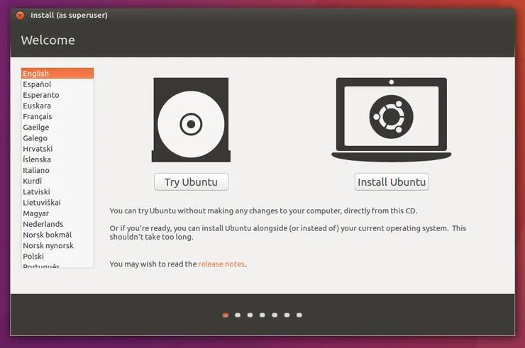 Ubuntu installer welcome
