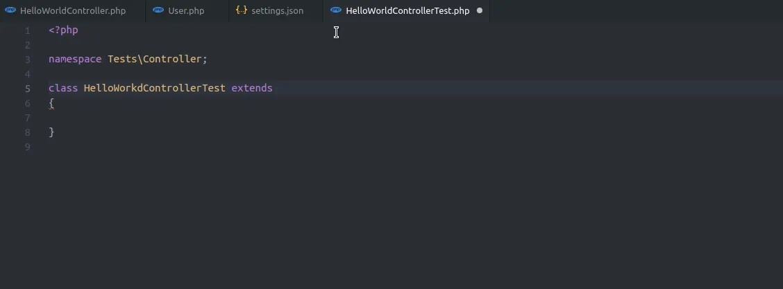 VS Code PHP autocomplete tests