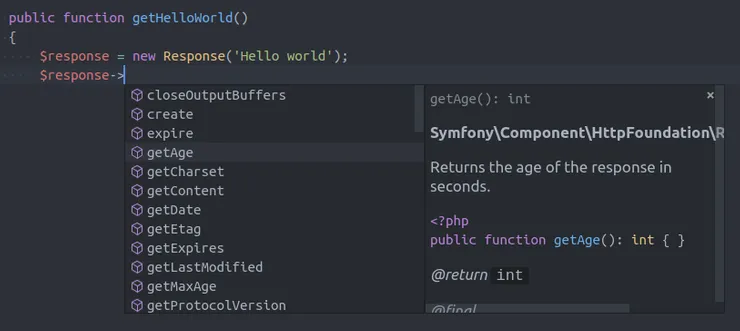 VS Code PHP code suggestions